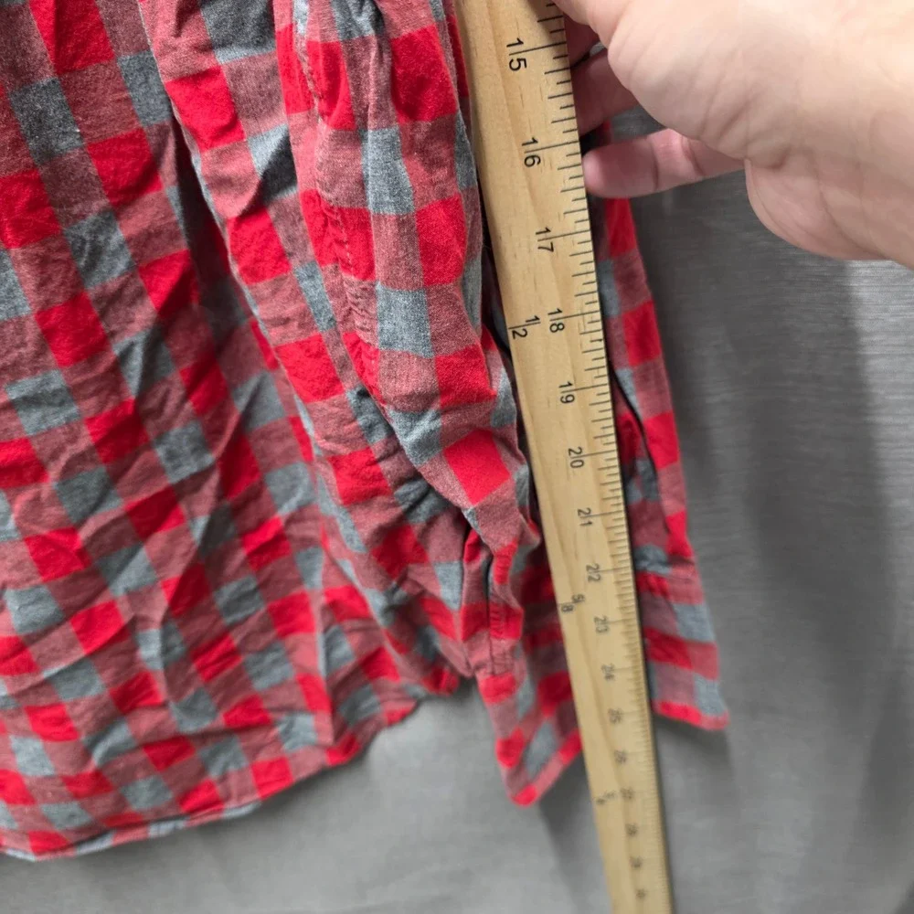 J.Crew Mens Red Gray Buffalo Check Cotton Button Down Shirt Large